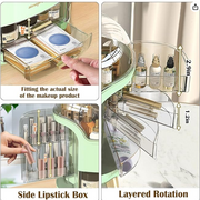 Seirité Organizador de Maquillaje con 9 Compartimentos y Cajones - Gran Capacidad en ABS de Alta Calidad para Tocador y Baño - Color Blanco y Verde